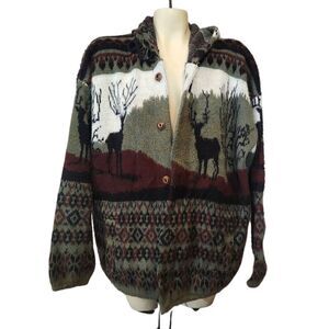 Ruminahui Alpaca Wool Stag Patterned Oversized Cardigan‎